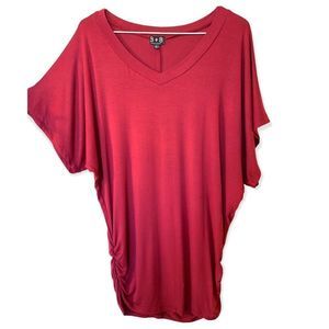 B+ B Red Ruched Short Sleeved Top S